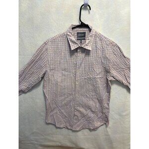 Bonobos Mens Slim Fit Button-Up Shirt Pink & Gray Plaid Size M Cotton